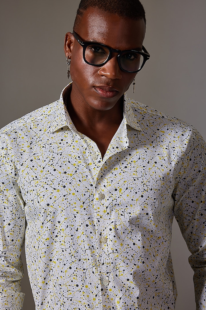 White Cotton Printed Wedding Shirt by Amalfi By Mohid Merchant at Pernia's Pop Up Shop