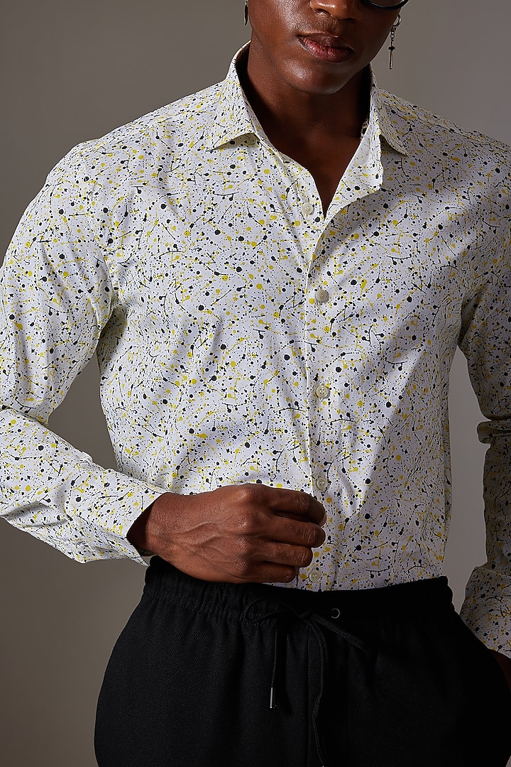 White Cotton Printed Wedding Shirt by Amalfi By Mohid Merchant at Pernia's Pop Up Shop