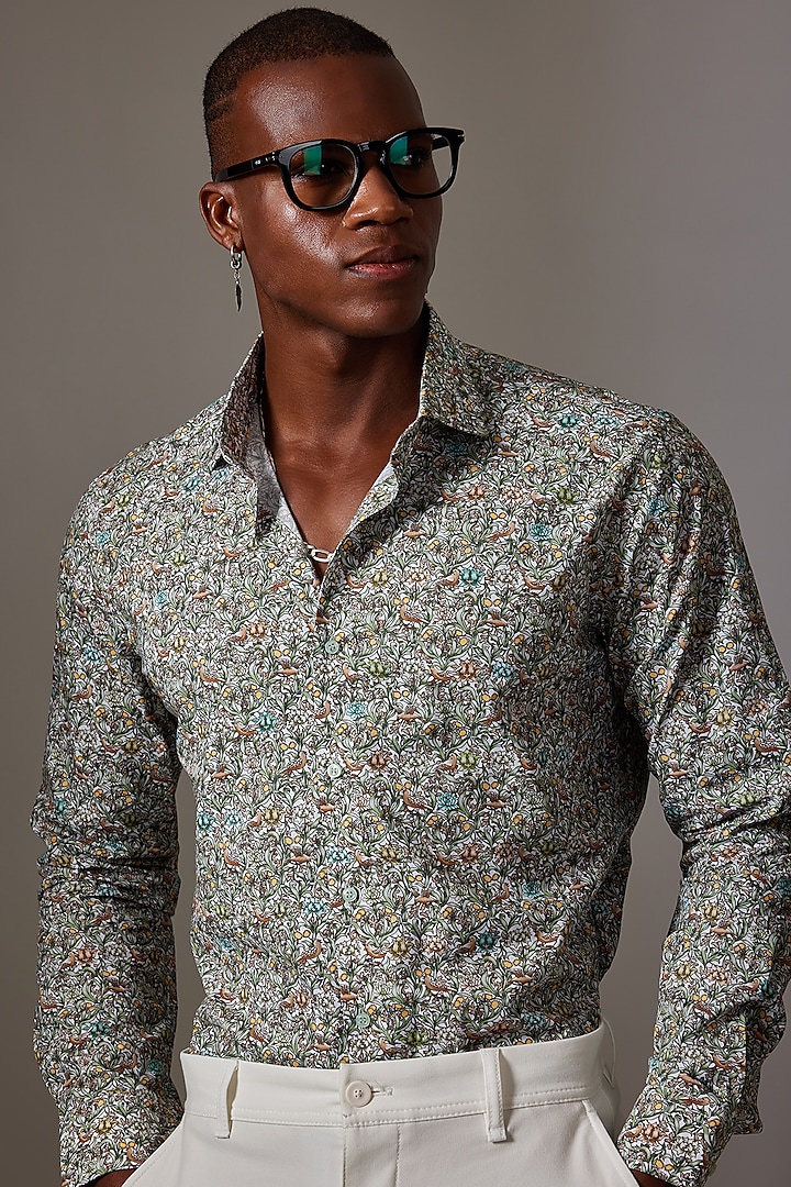 Multi-Colored Cotton Printed Shirt by Amalfi By Mohid Merchant