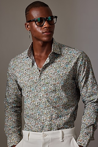 Multi-Colored Cotton Printed Shirt by Amalfi By Mohid Merchant