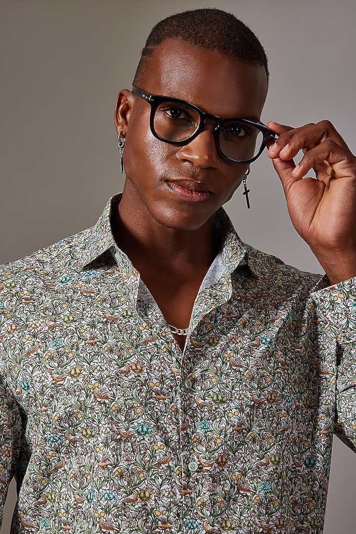 Multi-Colored Cotton Printed Wedding Shirt by Amalfi By Mohid Merchant at Pernia's Pop Up Shop