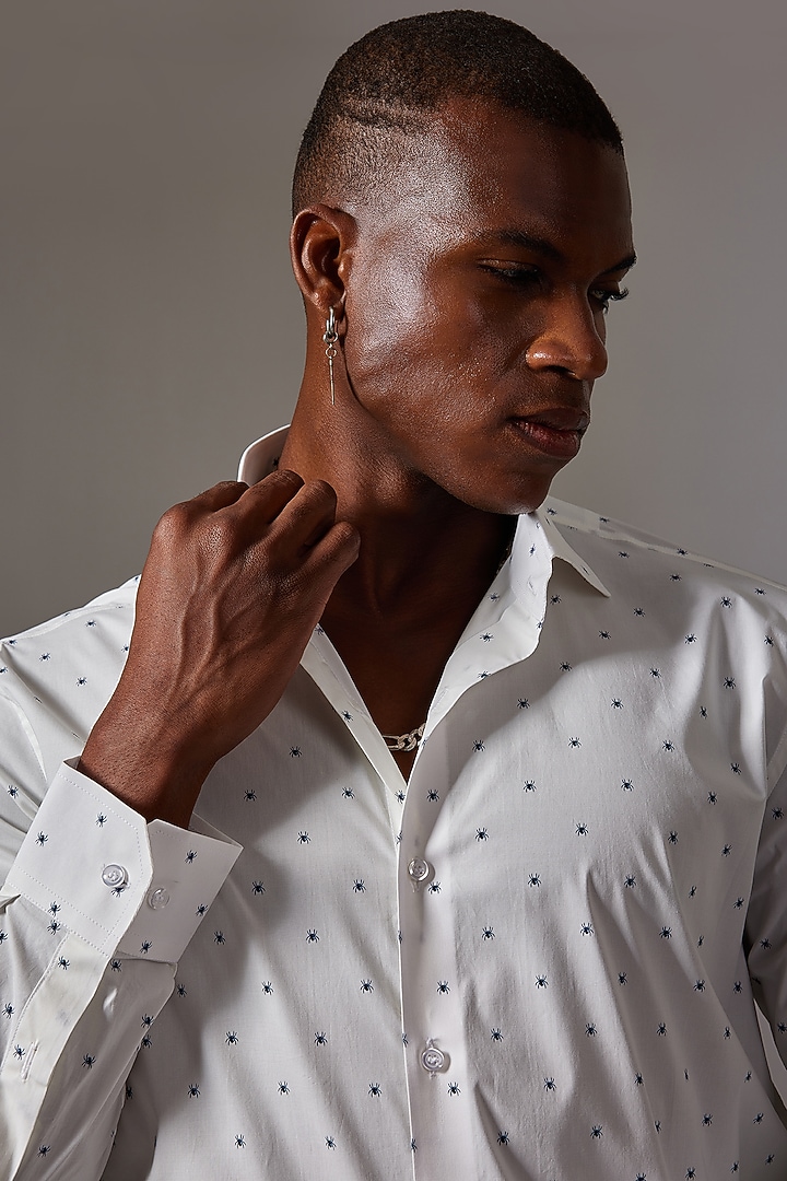 White Cotton Printed Wedding Shirt by Amalfi By Mohid Merchant at Pernia's Pop Up Shop