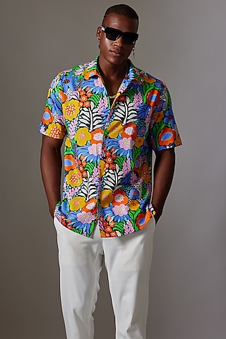 Multi-Colored Cotton Printed Shirt by Amalfi By Mohid Merchant