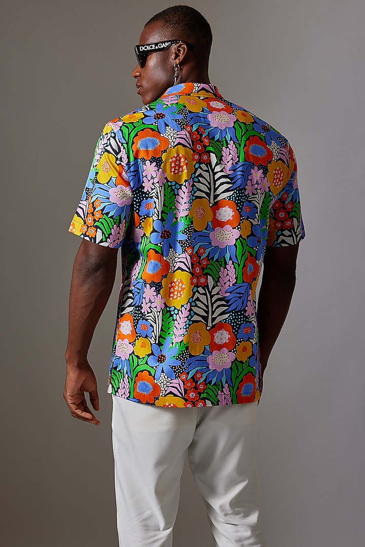 Multi-Colored Cotton Printed Party Wear Shirt by Amalfi By Mohid Merchant at Pernia's Pop Up Shop