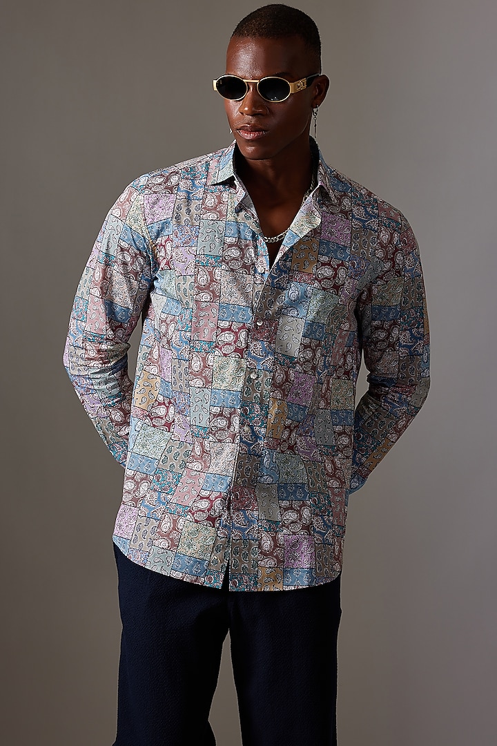 Multi-Colored Cotton Printed Shirt by Amalfi By Mohid Merchant at Pernia's Pop Up Shop