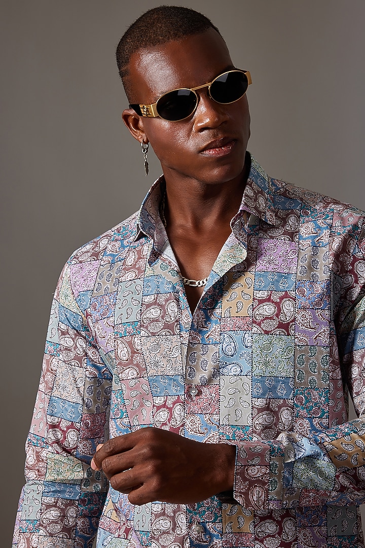 Multi-Colored Cotton Printed Wedding Shirt by Amalfi By Mohid Merchant at Pernia's Pop Up Shop