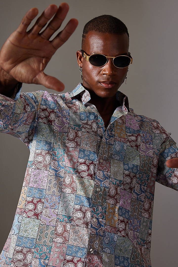 Multi-Colored Cotton Printed Wedding Shirt by Amalfi By Mohid Merchant at Pernia's Pop Up Shop