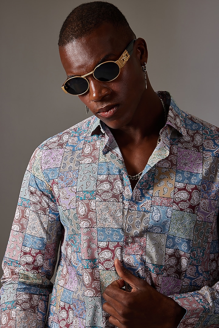 Multi-Colored Cotton Printed Wedding Shirt by Amalfi By Mohid Merchant at Pernia's Pop Up Shop