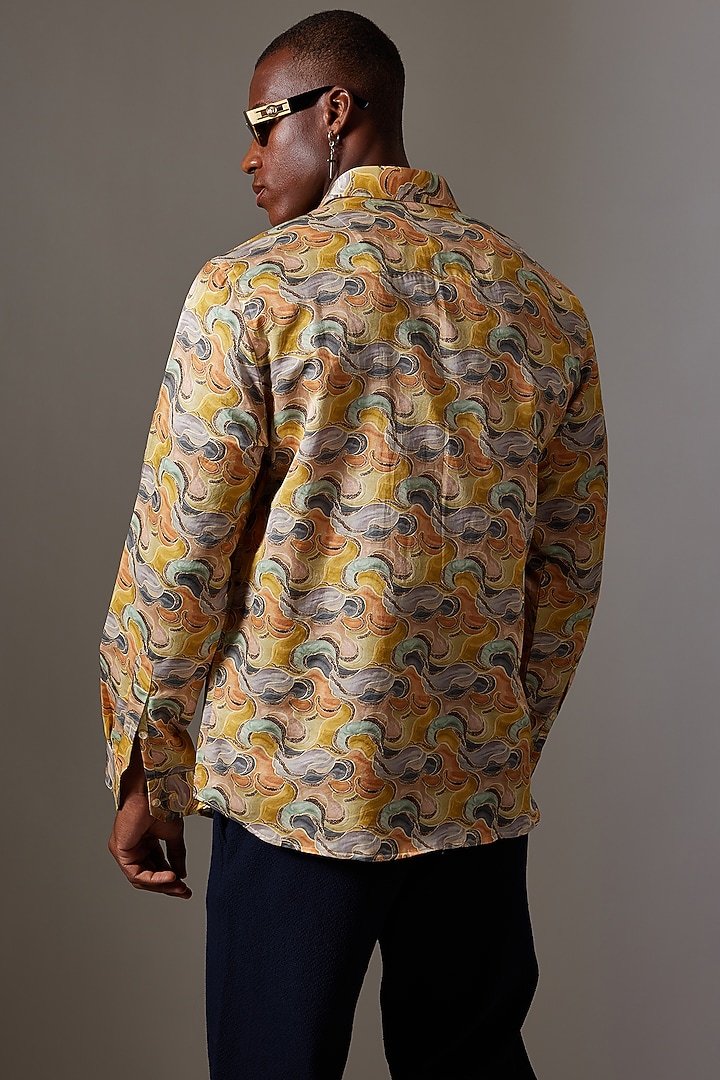 Multi-Colored Cotton & Silk Printed Wedding Shirt by Amalfi By Mohid Merchant at Pernia's Pop Up Shop