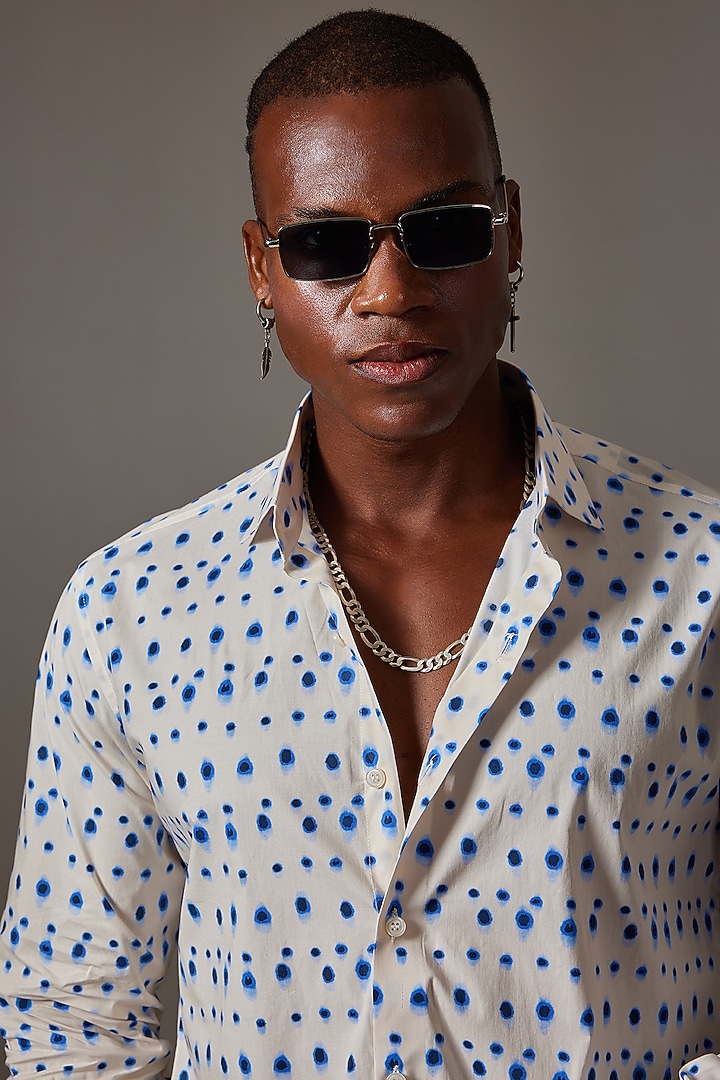 Off-White Stretch Printed Wedding Shirt by Amalfi By Mohid Merchant at Pernia's Pop Up Shop