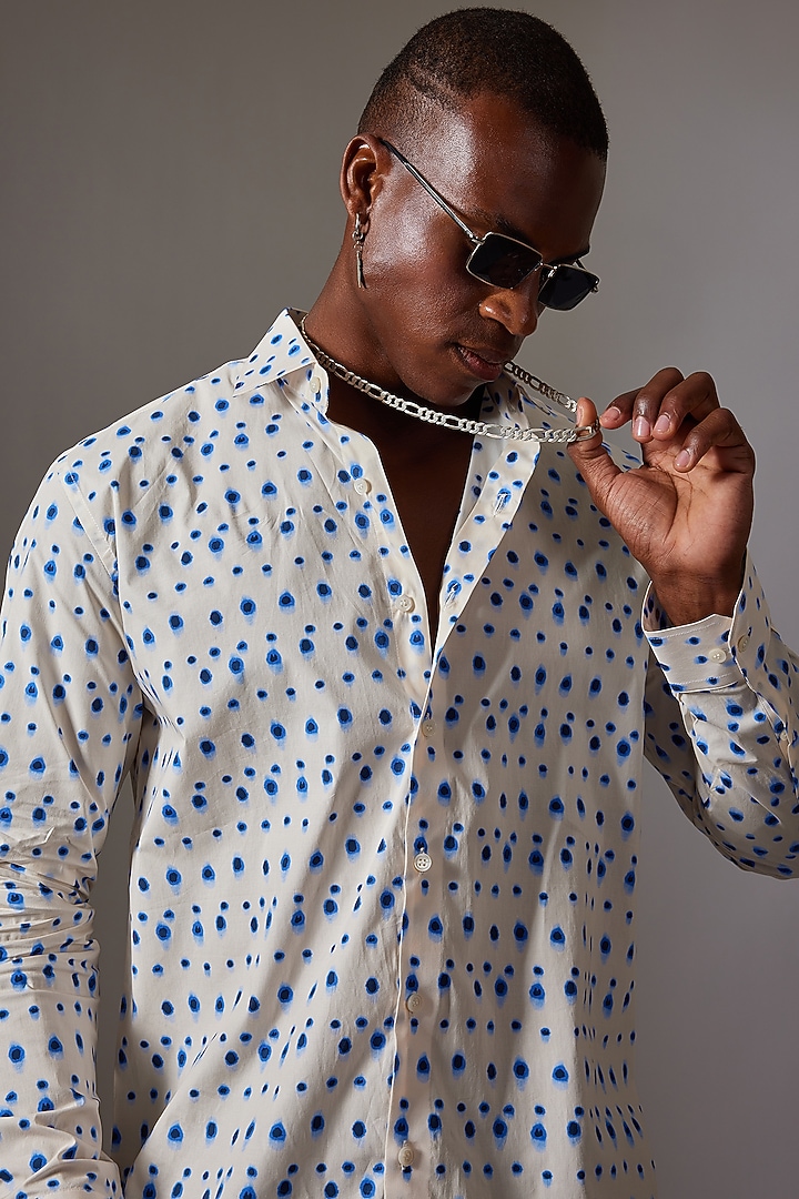 Off-White Stretch Printed Wedding Shirt by Amalfi By Mohid Merchant at Pernia's Pop Up Shop