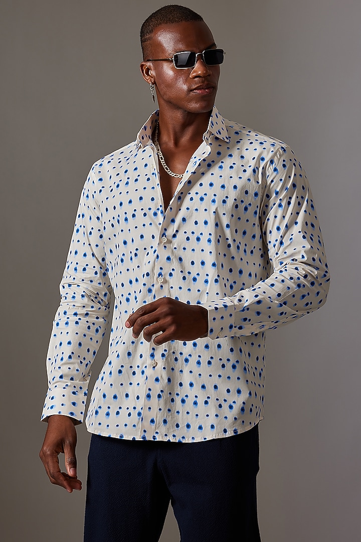 Off-White Stretch Printed Wedding Shirt by Amalfi By Mohid Merchant at Pernia's Pop Up Shop