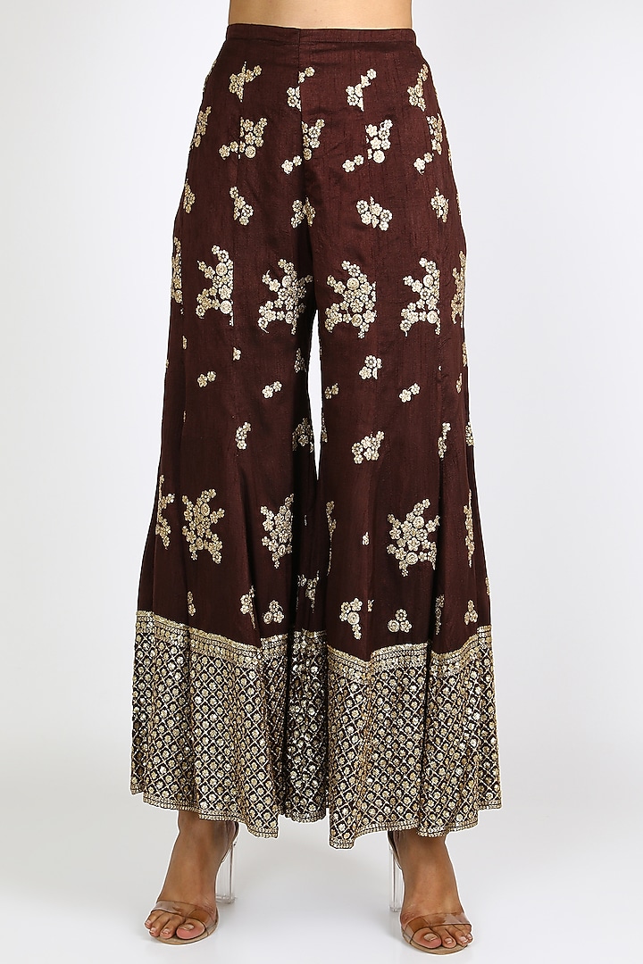 Purple & Gold Embroidered Wedding Sharara Set by azuli by nikki at Pernia's Pop Up Shop