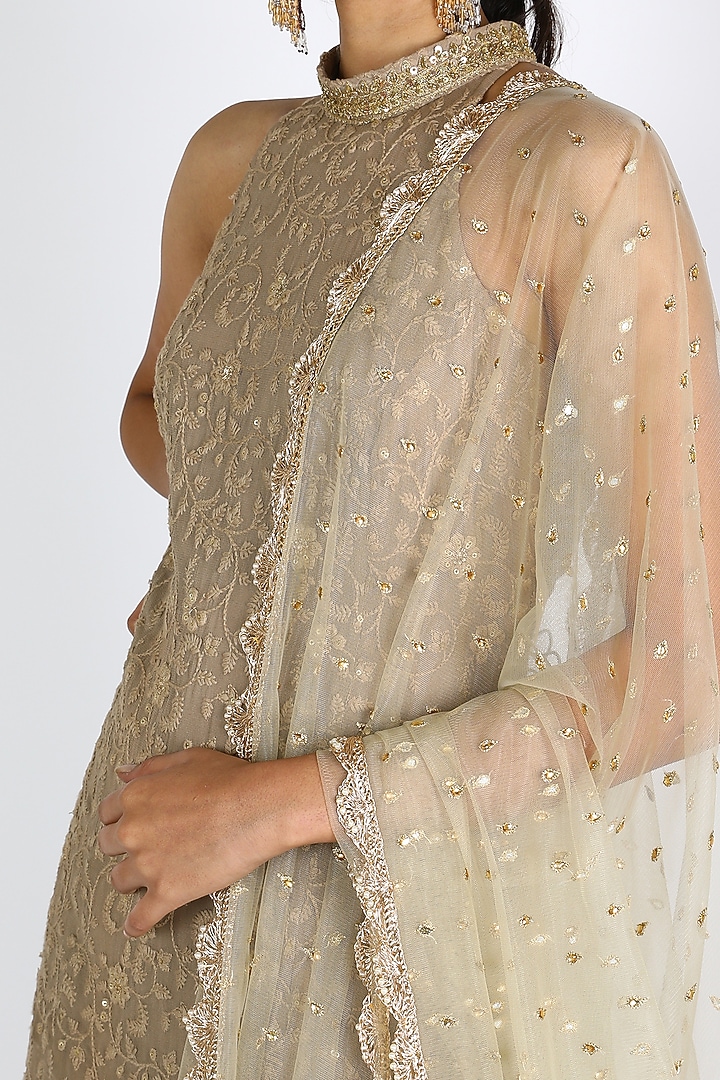 Purple & Gold Embroidered Wedding Sharara Set by azuli by nikki at Pernia's Pop Up Shop