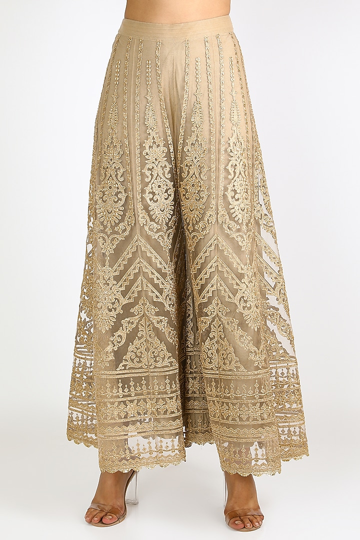Grey & Gold Embroidered Wedding Sharara Set by azuli by nikki at Pernia's Pop Up Shop