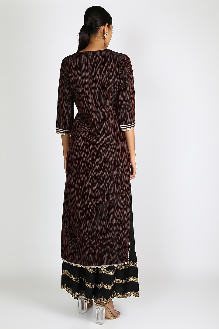 Black & Red Embroidered Wedding Sharara Set by azuli by nikki at Pernia's Pop Up Shop