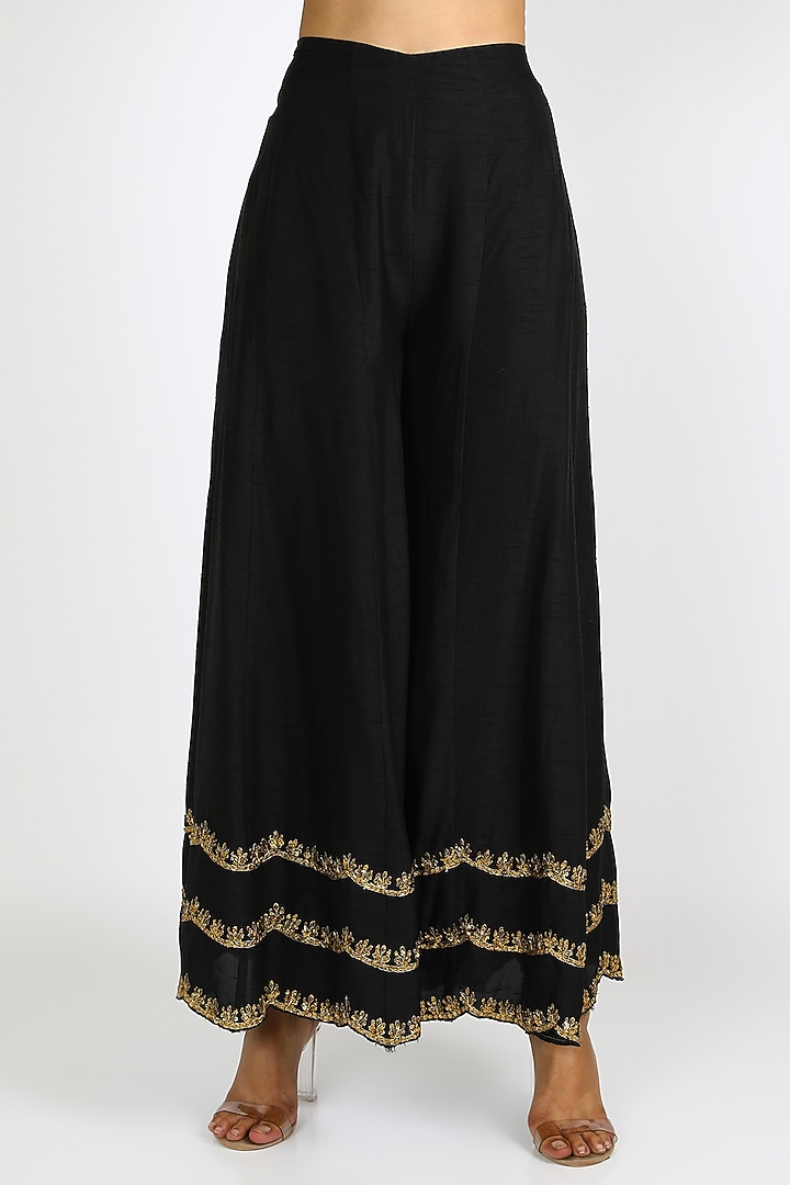 Black & Red Embroidered Wedding Sharara Set by azuli by nikki at Pernia's Pop Up Shop