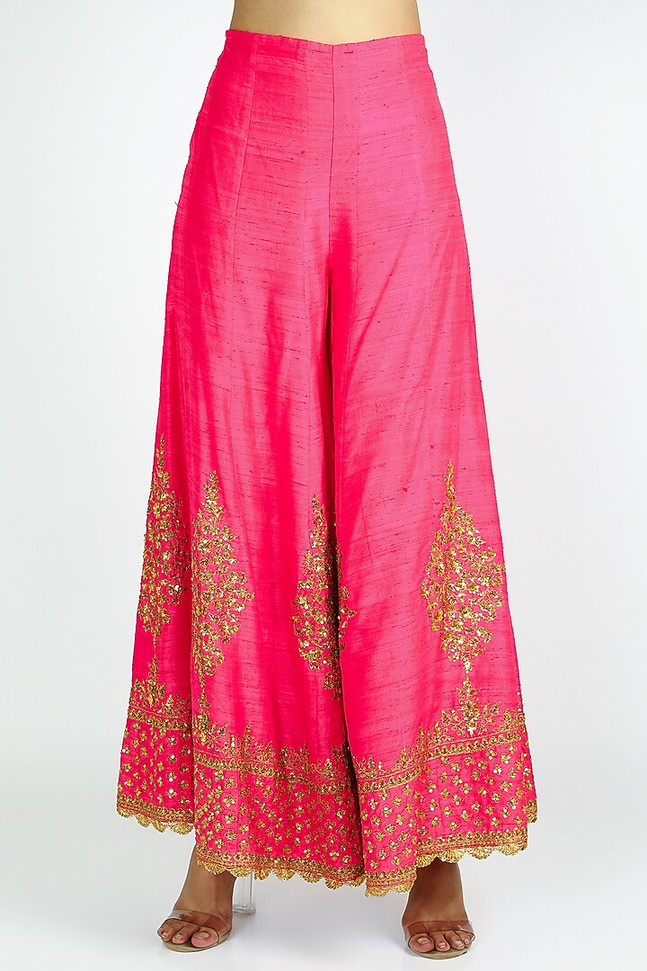 Green & Pink Embroidered Bridal Sharara Set by azuli by nikki at Pernia's Pop Up Shop