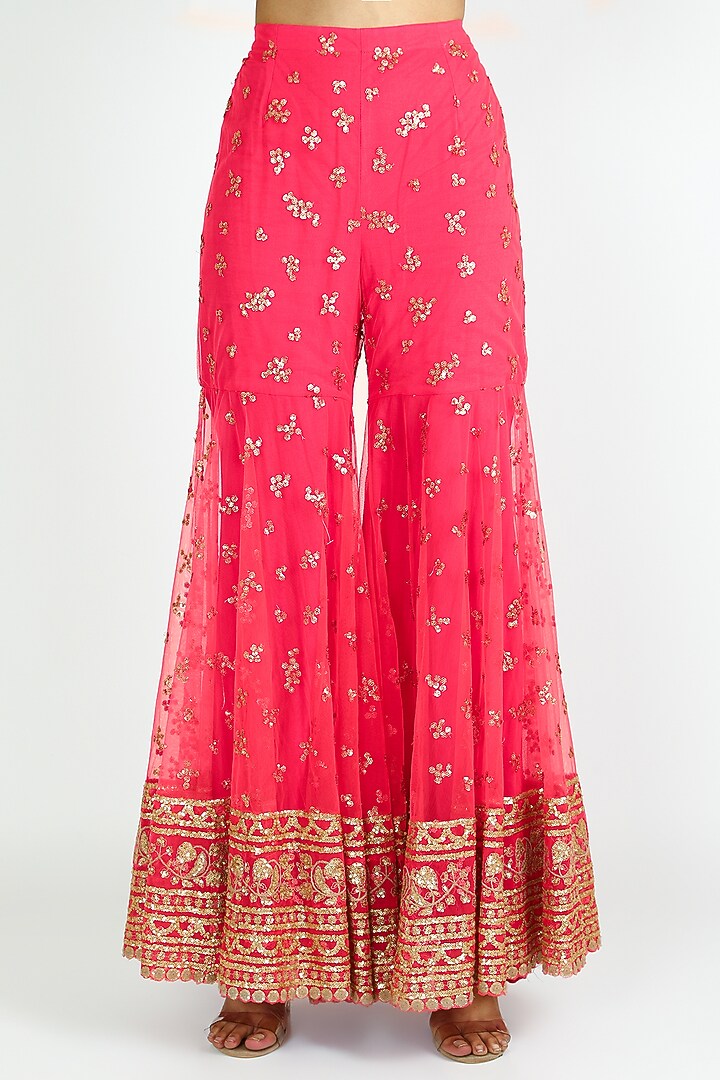 Grey & Pink Embroidered Wedding Sharara Set by azuli by nikki at Pernia's Pop Up Shop