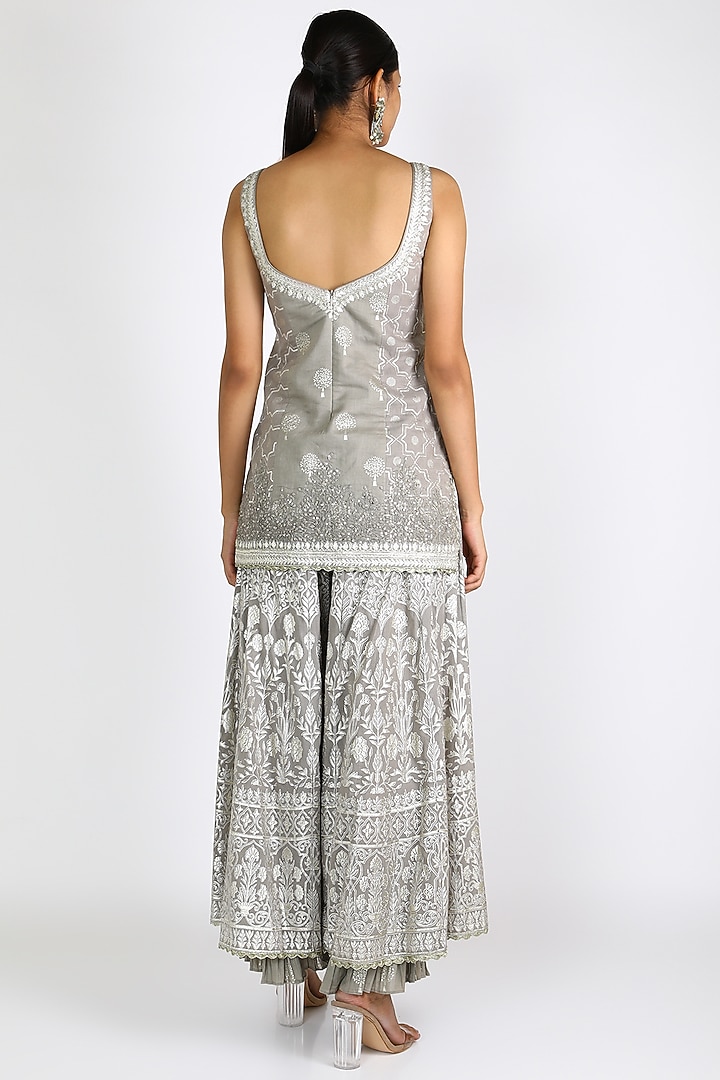 Grey Wedding Sharara Set by azuli by nikki at Pernia's Pop Up Shop