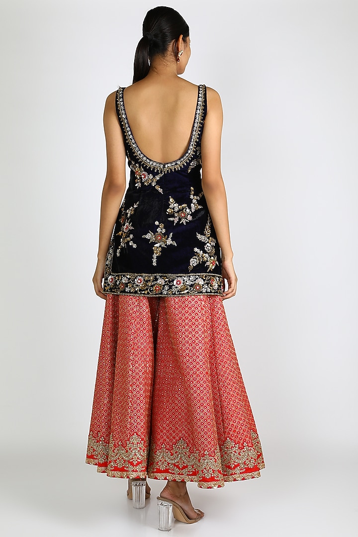 Black & Pink Embroidered Bridal Sharara Set by azuli by nikki at Pernia's Pop Up Shop