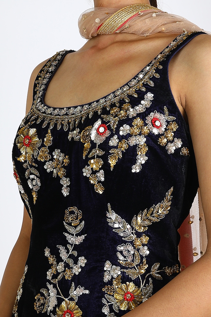 Black & Pink Embroidered Bridal Sharara Set by azuli by nikki at Pernia's Pop Up Shop