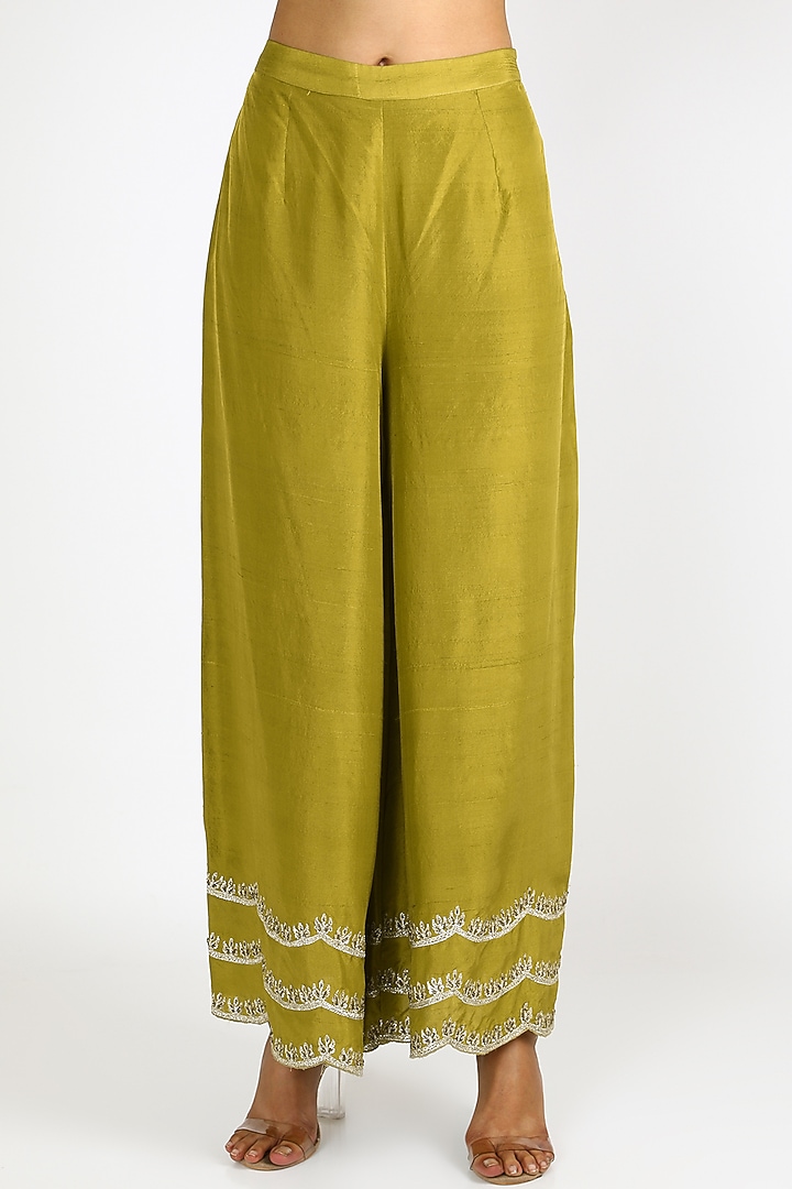Black & Green Embroidered Wedding Sharara Set by azuli by nikki at Pernia's Pop Up Shop