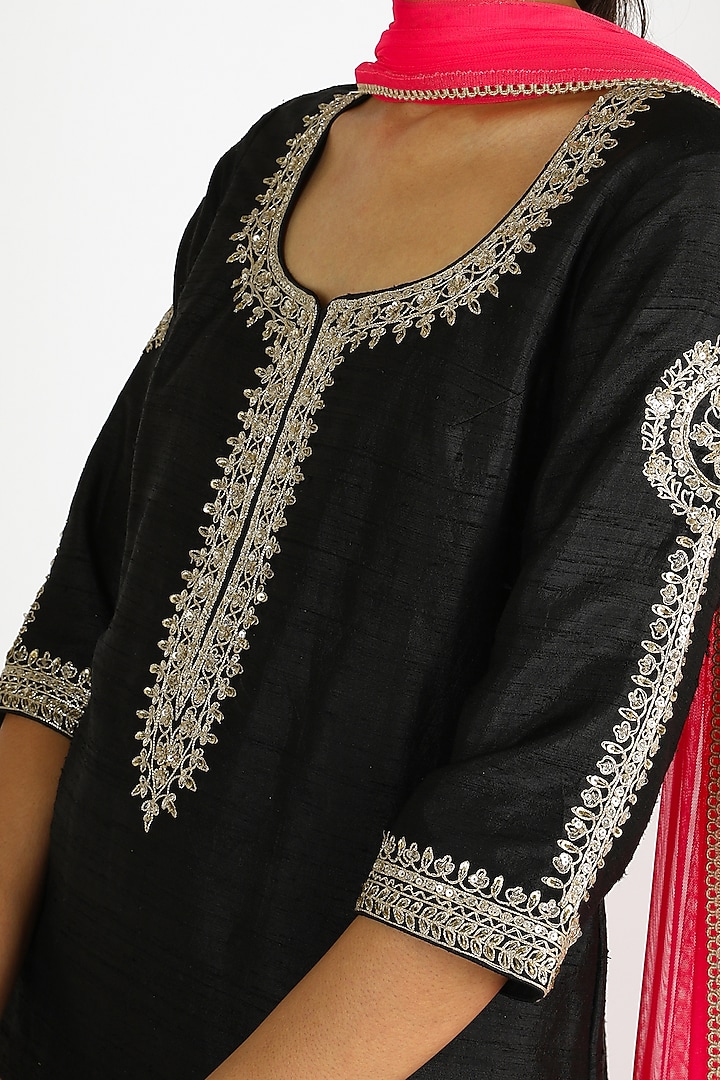 Black & Green Embroidered Wedding Sharara Set by azuli by nikki at Pernia's Pop Up Shop