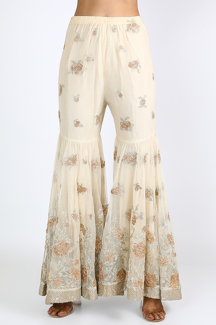 Purple & White Embroidered Bridal Sharara Set by azuli by nikki at Pernia's Pop Up Shop