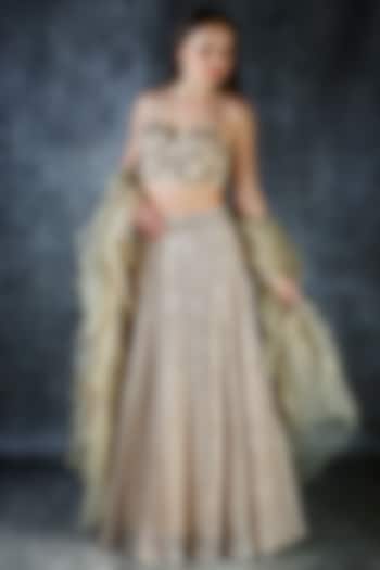 Gold Embroidered Wedding Lehenga Set by azuli by nikki at Pernia's Pop Up Shop