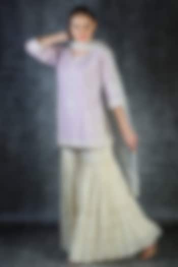 Lavender Embroidered Gharara Set by azuli by nikki at Pernia's Pop Up Shop
