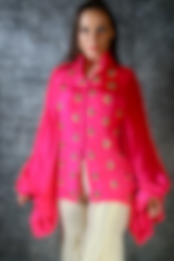 Hot Pink Embroidered Draped Tunic by azuli by nikki