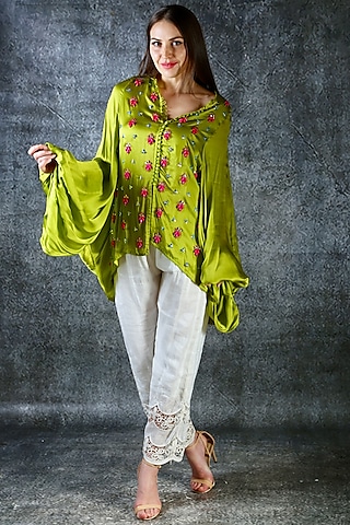 Olive Green Draped Shirt by azuli by nikki