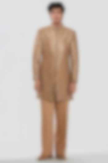 Gold Brocade Threadwork Groom Sherwani Set by Abhinav Mishra Men at Pernia's Pop Up Shop