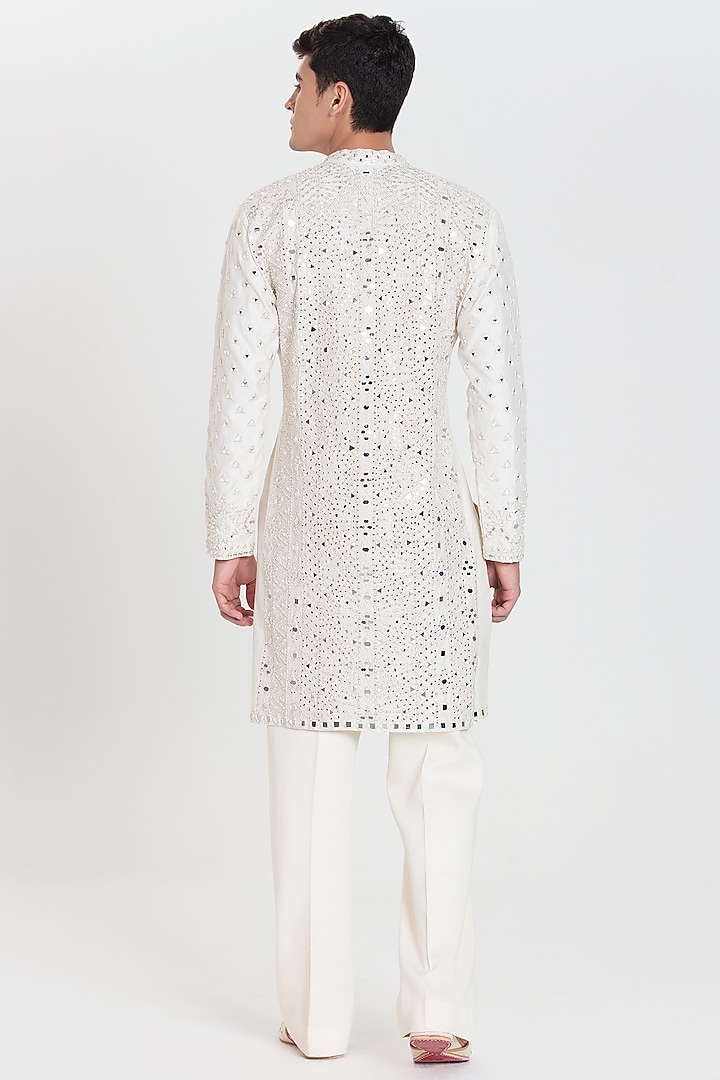 Ivory Chanderi Kurta Set by Abhinav Mishra Men at Pernia's Pop Up Shop