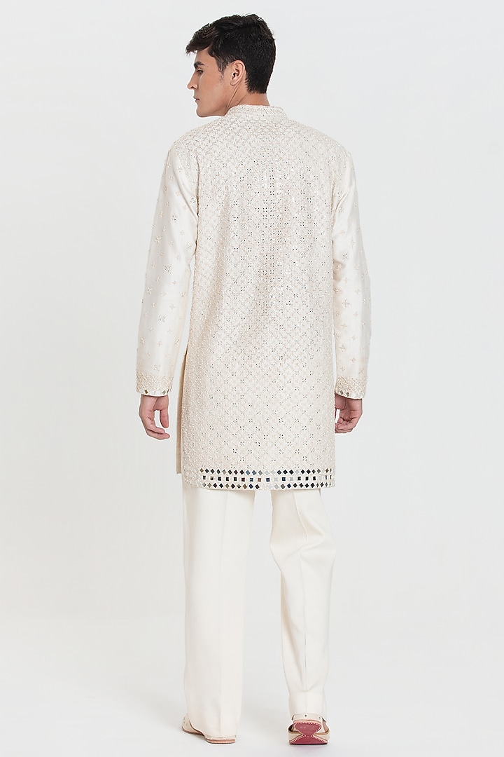 Ivory Chanderi Kurta Set by Abhinav Mishra Men at Pernia's Pop Up Shop