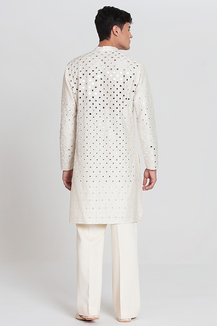 Ivory Chanderi Kurta Set by Abhinav Mishra Men at Pernia's Pop Up Shop