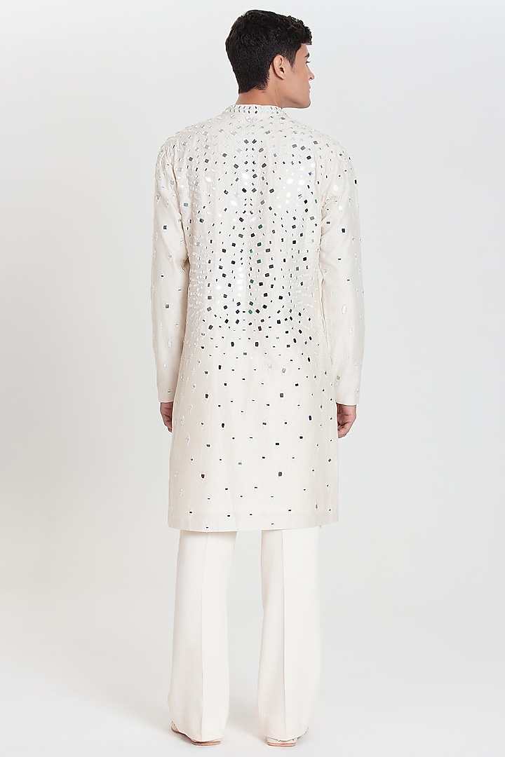 Ivory Chanderi Kurta Set by Abhinav Mishra Men at Pernia's Pop Up Shop