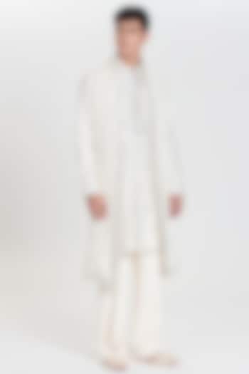 Ivory Chanderi Kurta Set by Abhinav Mishra Men at Pernia's Pop Up Shop