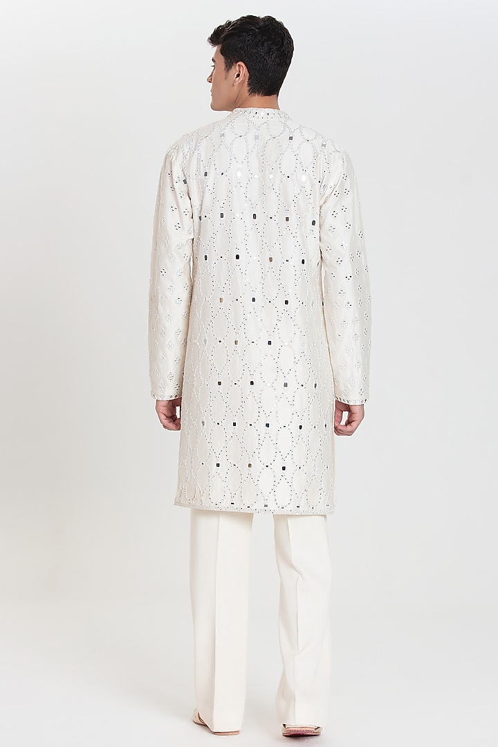 Ivory Chanderi Kurta Set by Abhinav Mishra Men at Pernia's Pop Up Shop