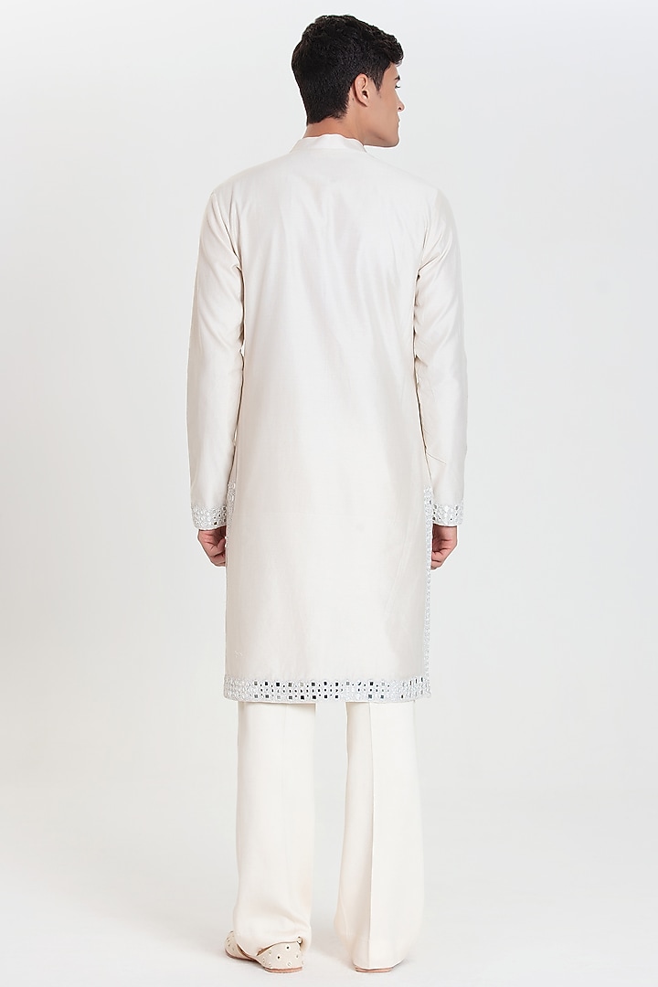 Ivory Chanderi Bundi Jacket Set by Abhinav Mishra Men at Pernia's Pop Up Shop