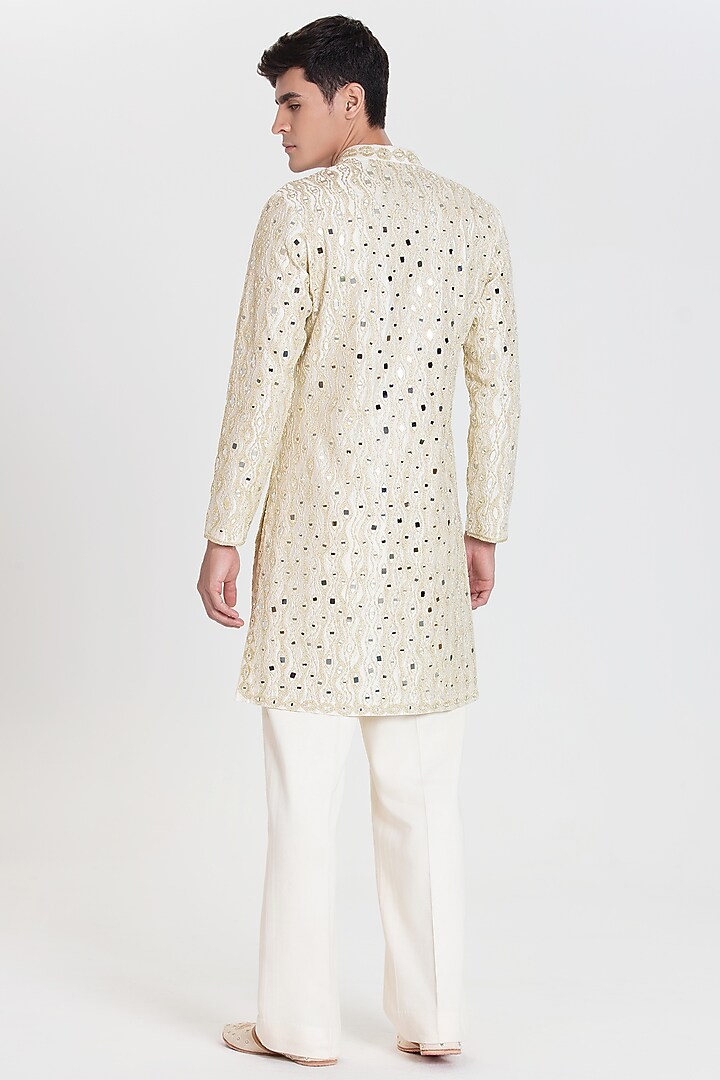 Ivory Chanderi Kurta Set by Abhinav Mishra Men at Pernia's Pop Up Shop