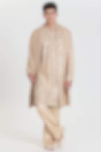 Ivory Chanderi Kurta Set by Abhinav Mishra Men at Pernia's Pop Up Shop