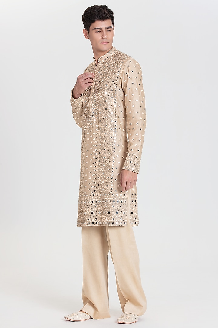 Ivory Chanderi Kurta Set by Abhinav Mishra Men at Pernia's Pop Up Shop