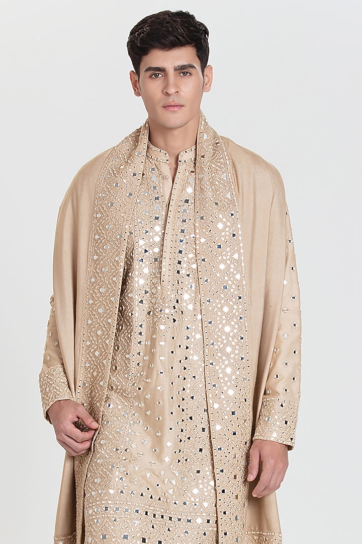 Ivory Chanderi Kurta Set by Abhinav Mishra Men at Pernia's Pop Up Shop