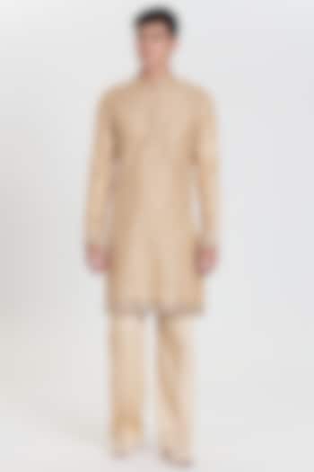 Beige Chanderi Kurta Set by Abhinav Mishra Men at Pernia's Pop Up Shop