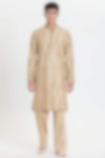 Beige Chanderi Kurta Set by Abhinav Mishra Men at Pernia's Pop Up Shop