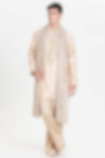 Beige Chanderi Kurta Set by Abhinav Mishra Men at Pernia's Pop Up Shop