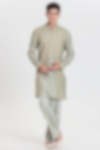 Pistachio Green Chanderi Kurta Set by Abhinav Mishra Men at Pernia's Pop Up Shop