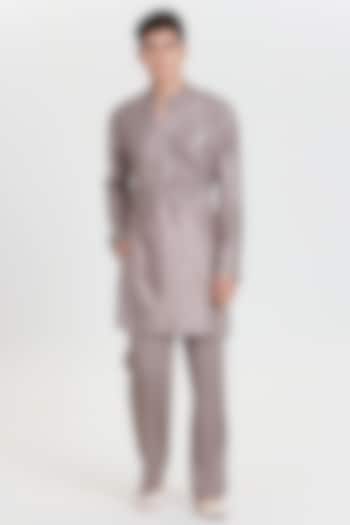 Purple Mauve Chanderi Kurta Set by Abhinav Mishra Men at Pernia's Pop Up Shop